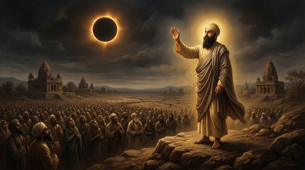 Guru Nanak Dev Ji at Kurukshetra challenging Solar Eclipse Superstitions
